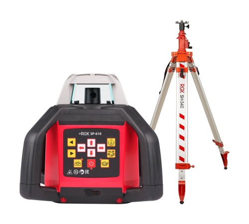 Комплект: ротационный нивелир RGK SP-610 + элевационный штатив RGK SH-340